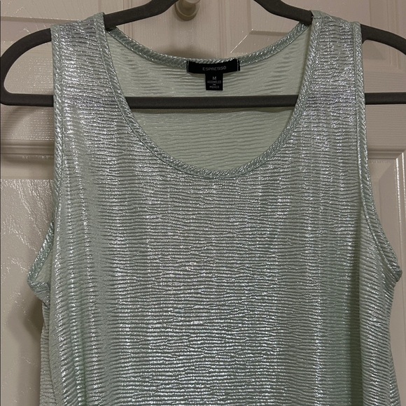 Espresso Metallic Mint Tank Top Shiny Dance Layering Piece Stretchy M to L - Picture 4 of 10